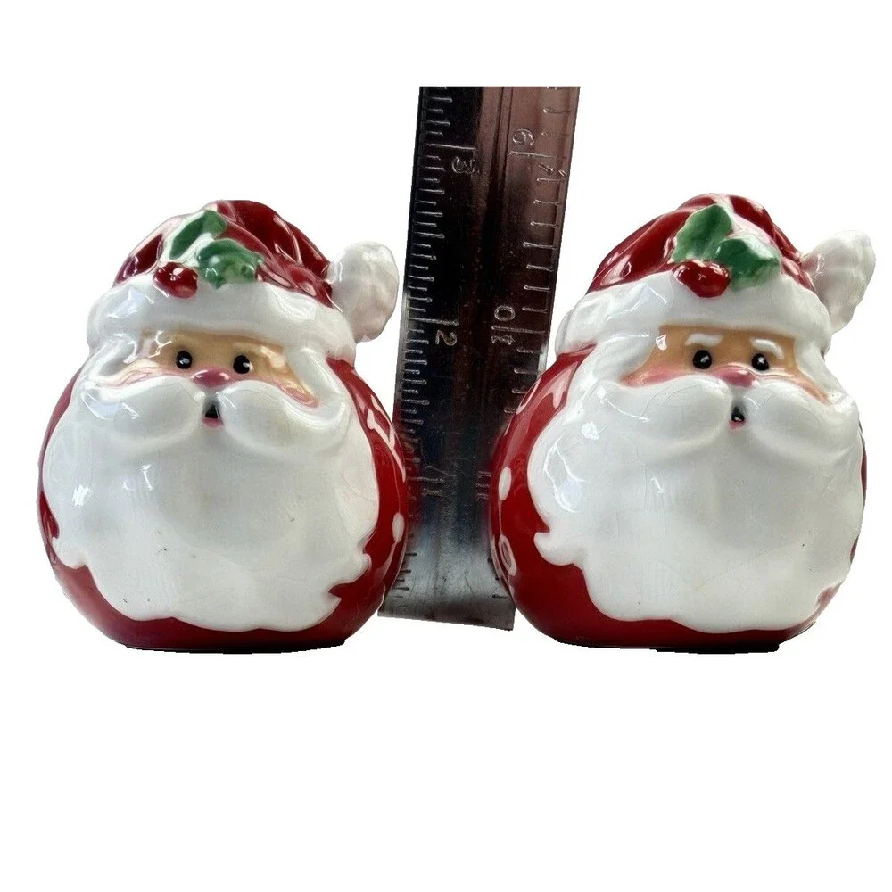 Vintage Ceramic Santa Claus Salt & Pepper Shakers Ho Ho Ho Christmas Set